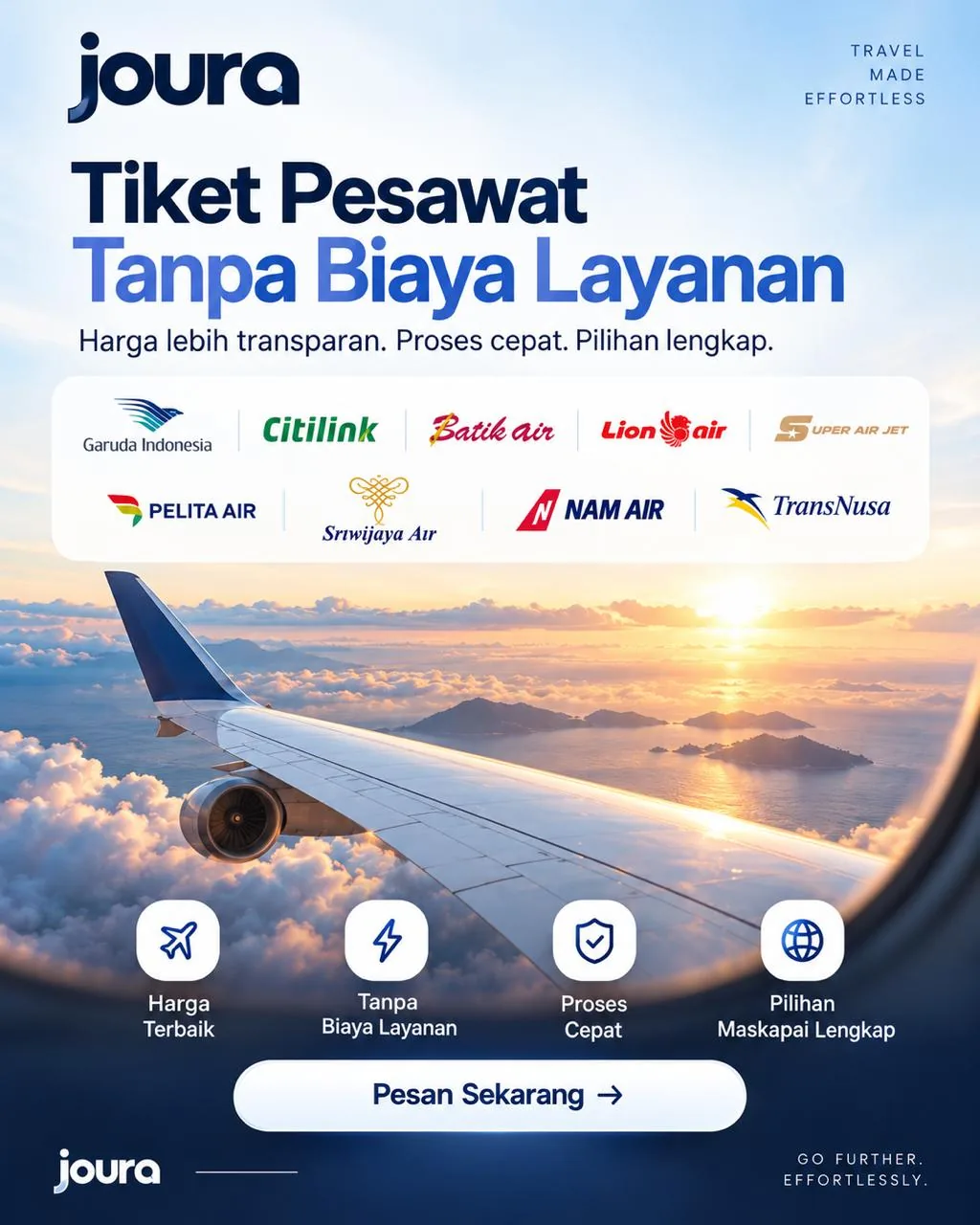 Materi promosi pemesanan tiket tanpa biaya layanan